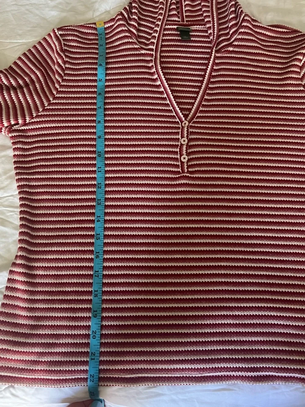 Wild Fable Striped Red Long-Sleeve Hooded Henley Top - Picture 4 of 7